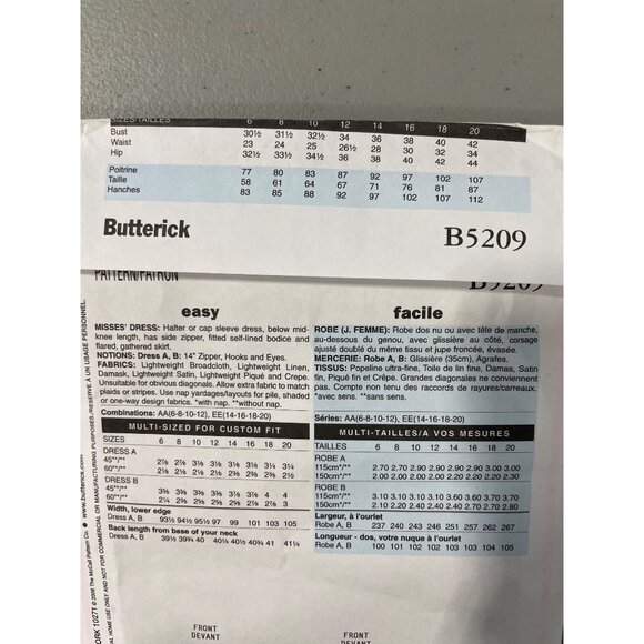 Butterick B5209 Sewing Pattern Retro '47 Dress Cap Sleeve Halter Size 14-20 NEW - Picture 5 of 6